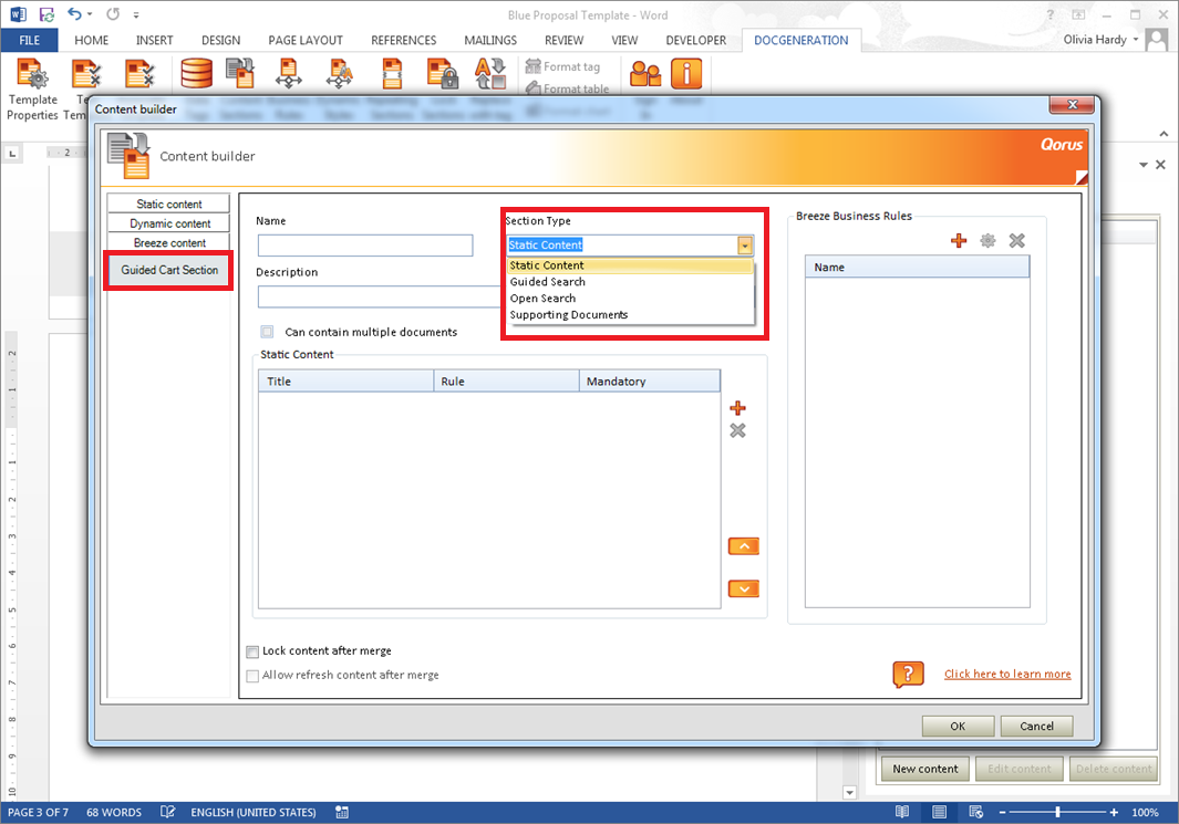 create guided templates document creation